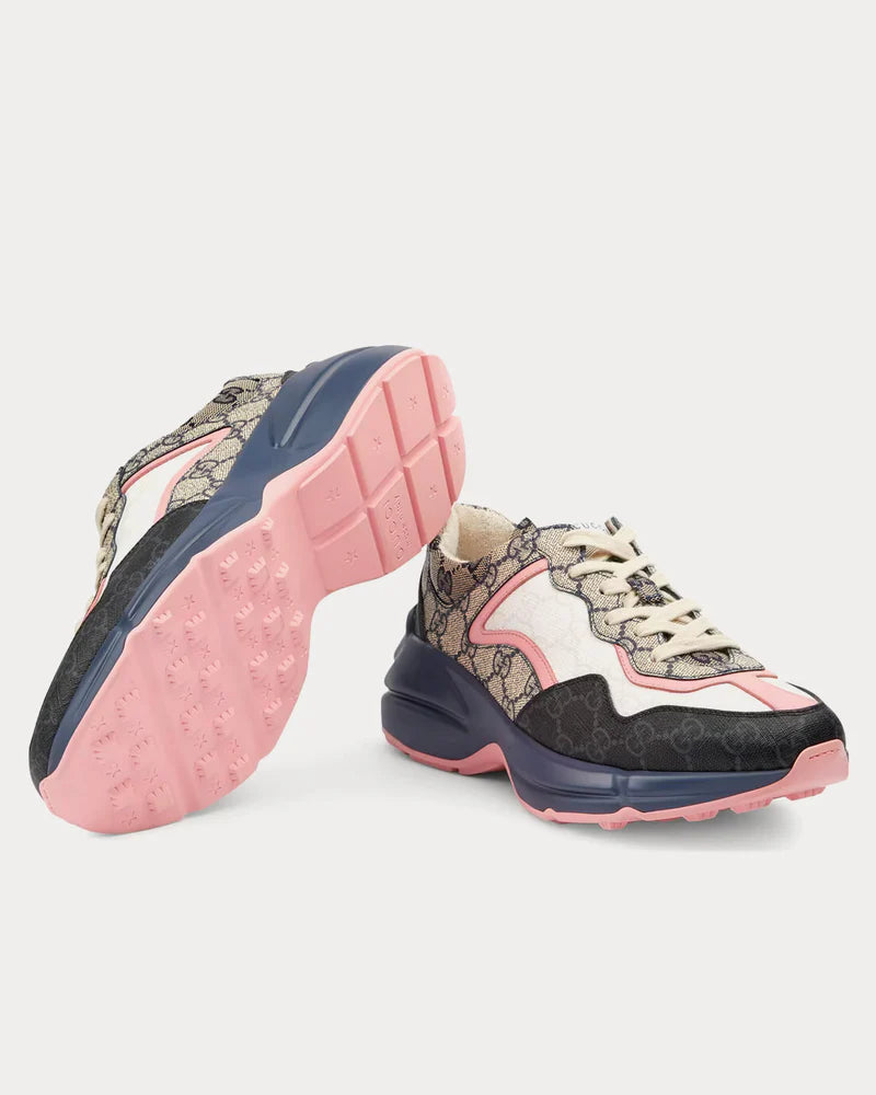 Authentic Gucci Rhyton Sneaker Beige Blue Monogram (Women's)