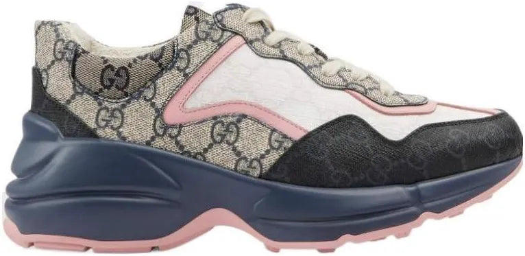 Authentic Gucci Rhyton Sneaker Beige Blue Monogram (Women's)