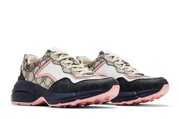Authentic Gucci Rhyton Sneaker Beige Blue Monogram (Women's)